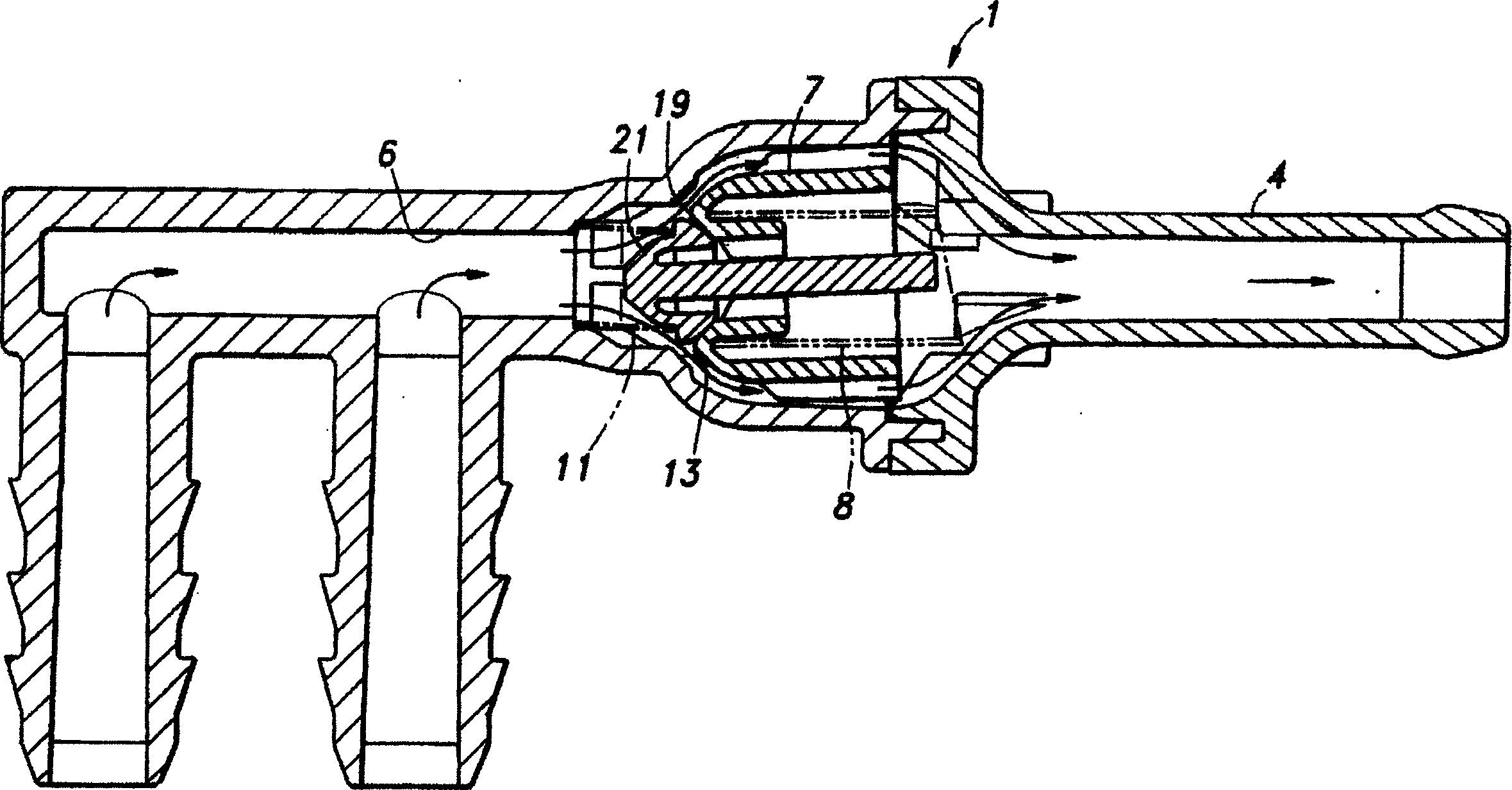 Pressure opening and closing valve