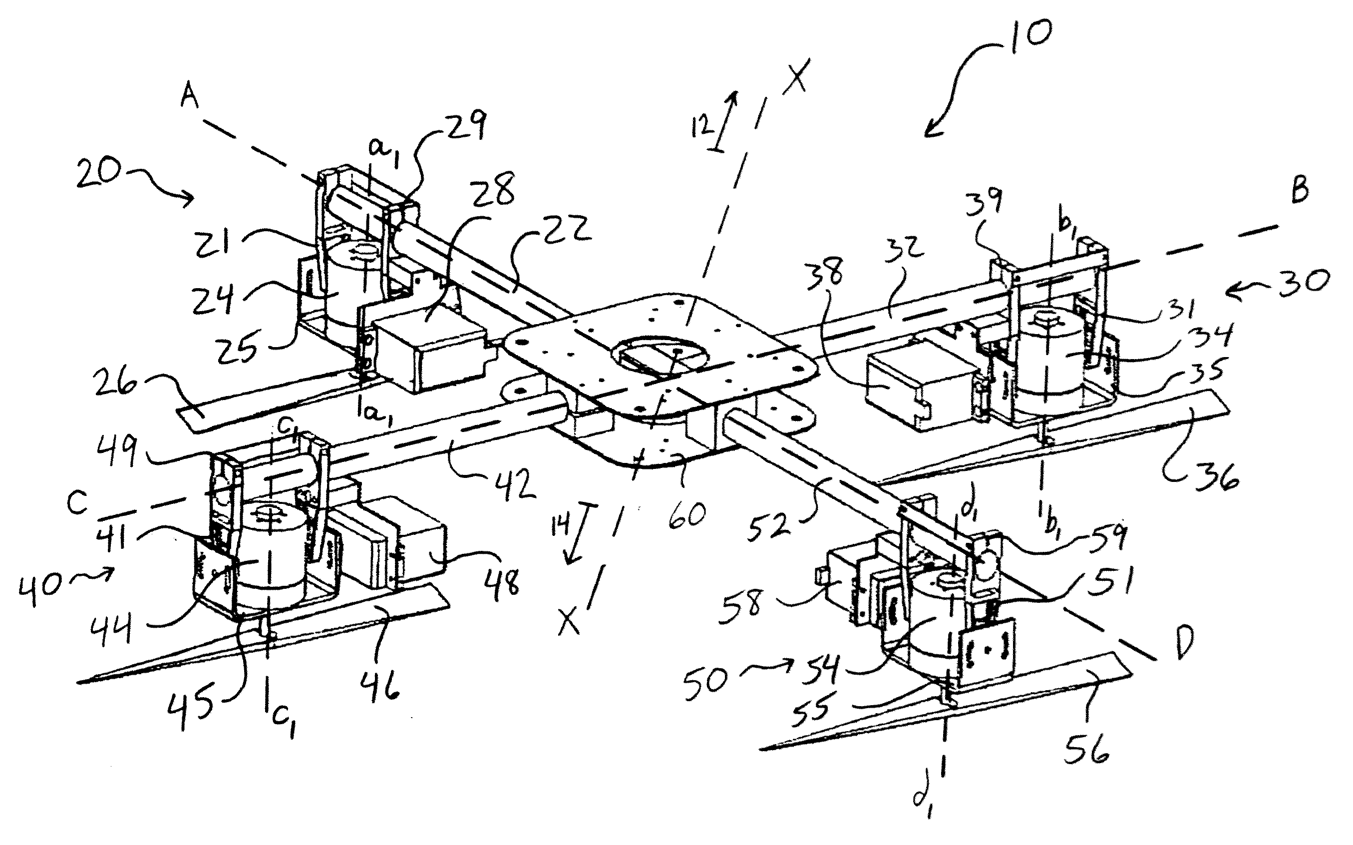 Quad tilt rotor vertical take off and landing (VTOL) unmanned aerial vehicle (UAV) with 45 degree rotors