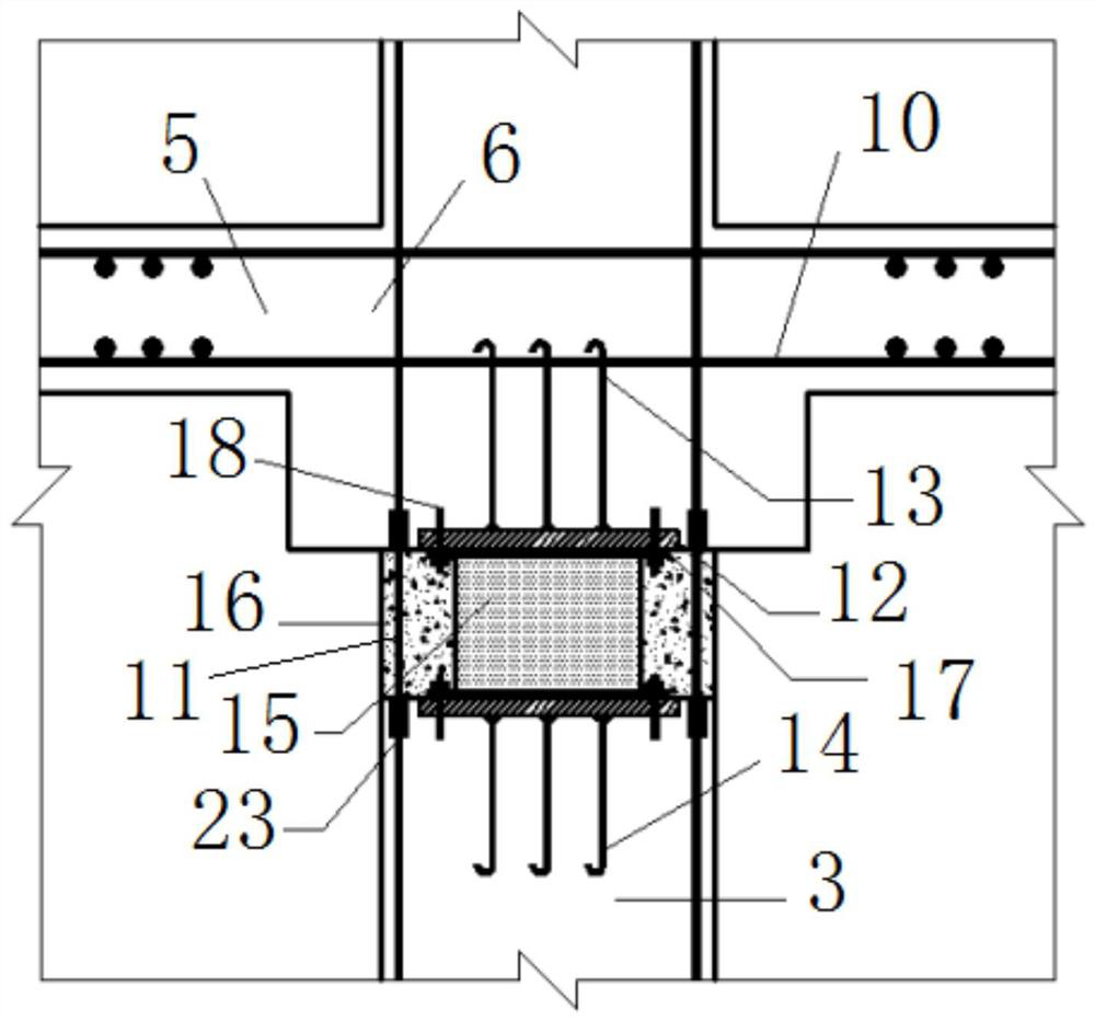 Subway station damping beam column joint with high durability and construction method thereof