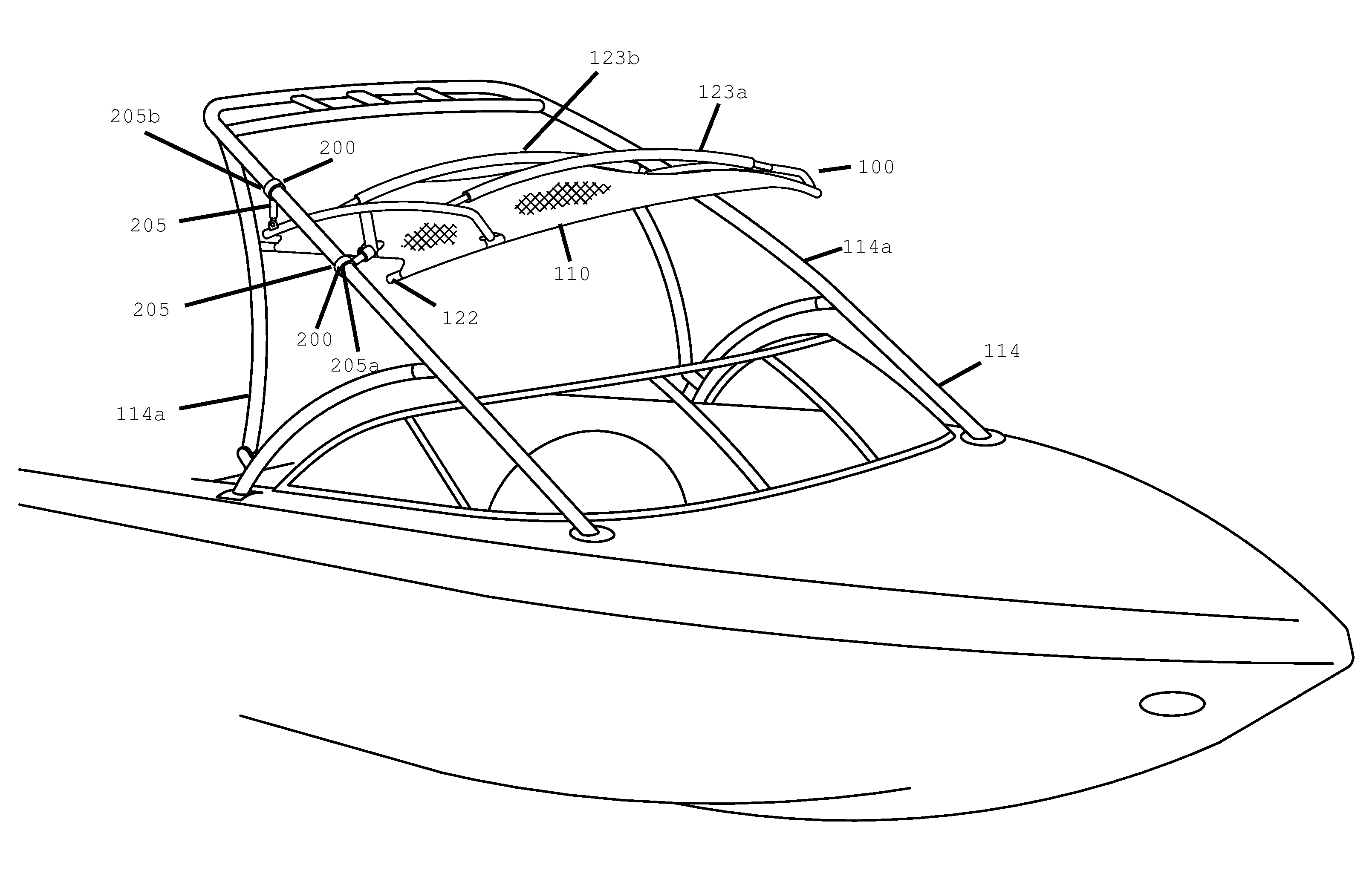 Cargo rack assembly for wakeboard boats