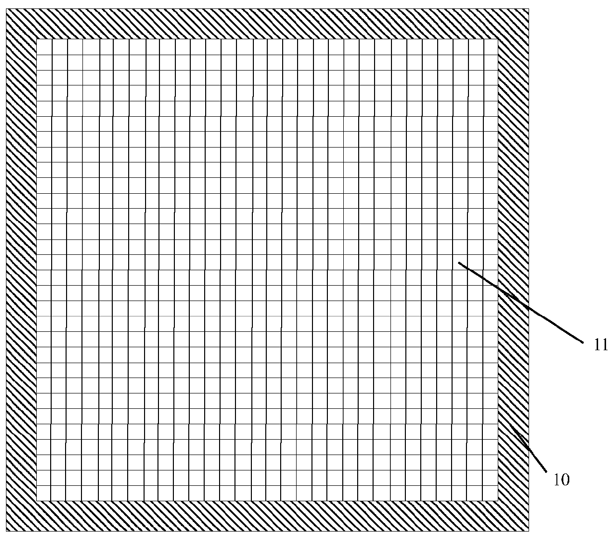 Device for simulating non-homogeneity of rock by using checkerboard simulation body and manufacturing method