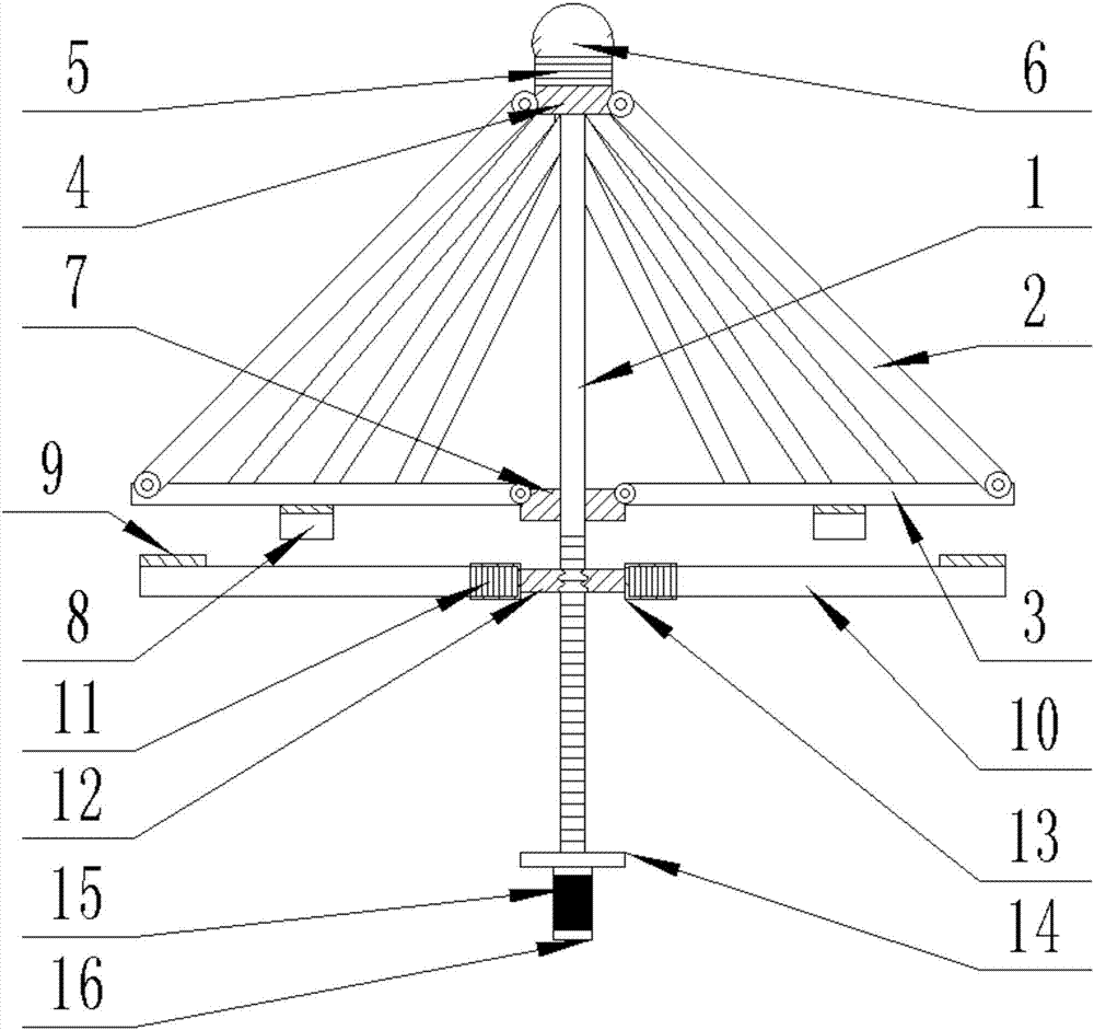 Municipal umbrella-like temporary guarding device for sewer inspection shaft opening