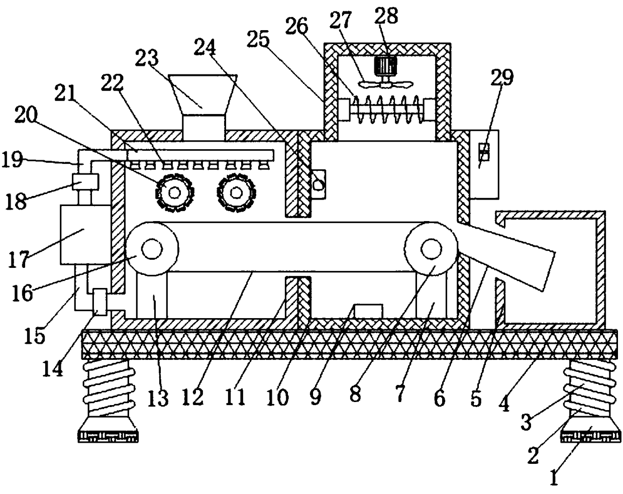 Washing device, convenient for crop collection, used for subsidiary agricultural product production