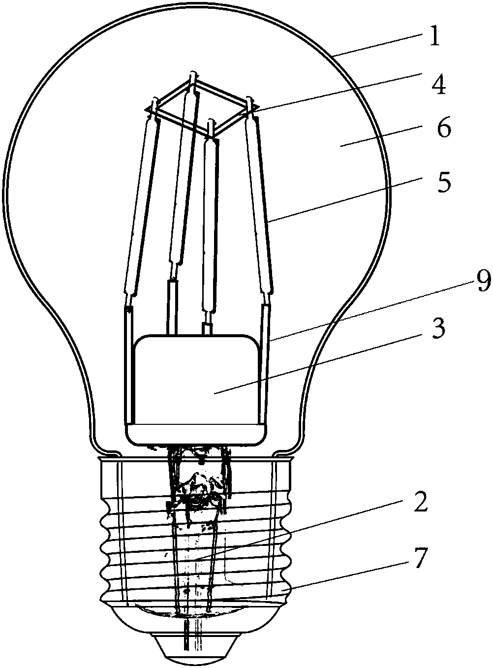 LED filament lamp capable of achieving automatic assembly and assembling method thereof