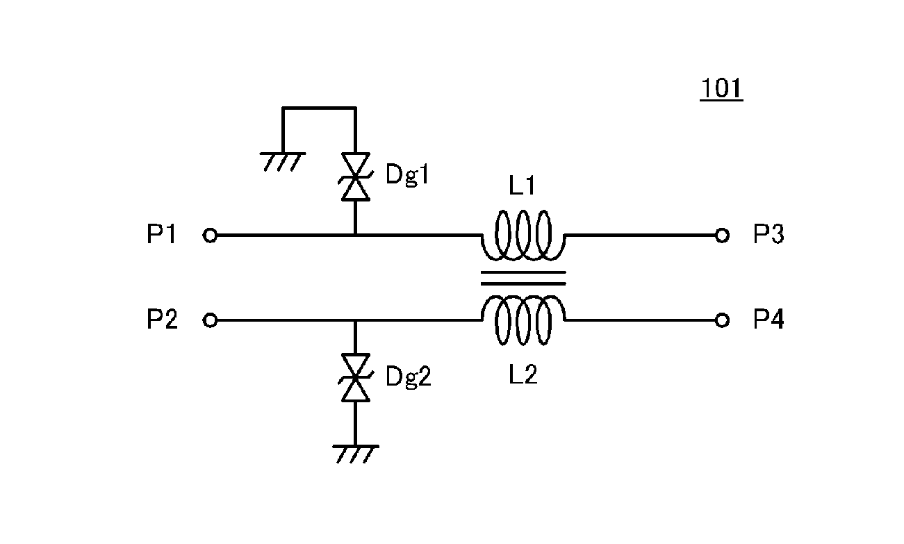 ESD protection device and common mode choke coil with built-in ESD protection device