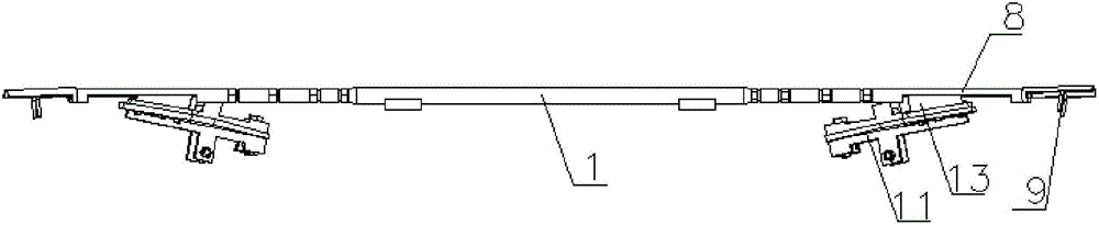 A ground wire tension pole tower bridge crossing device for a power transmission line inspection robot