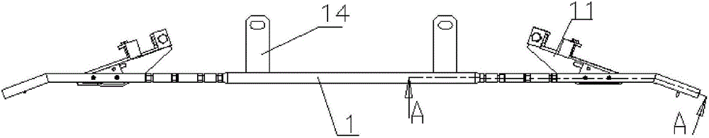 A ground wire tension pole tower bridge crossing device for a power transmission line inspection robot