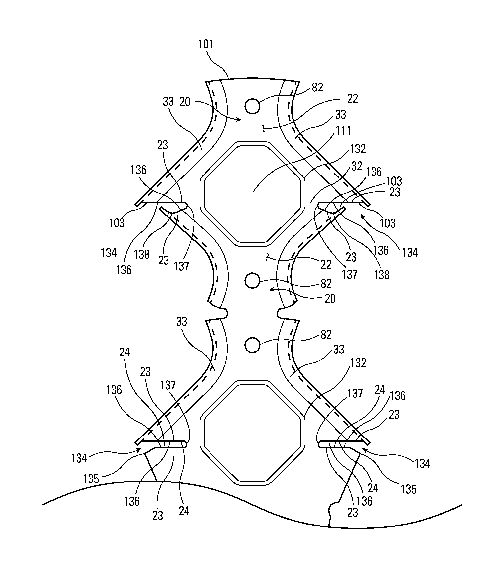 Teardrop and offset notch bridging connector