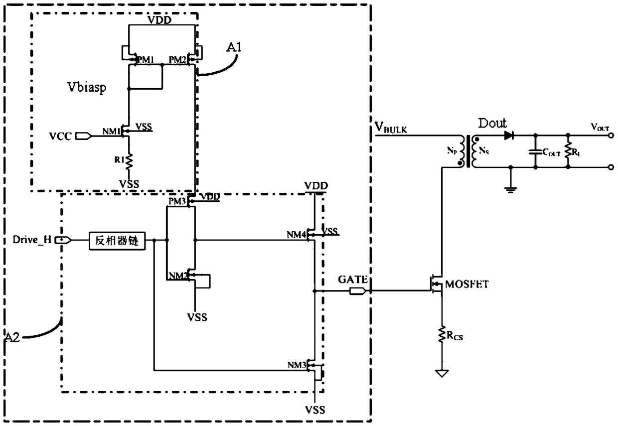 A kind of soft driving method and circuit of power mosfet