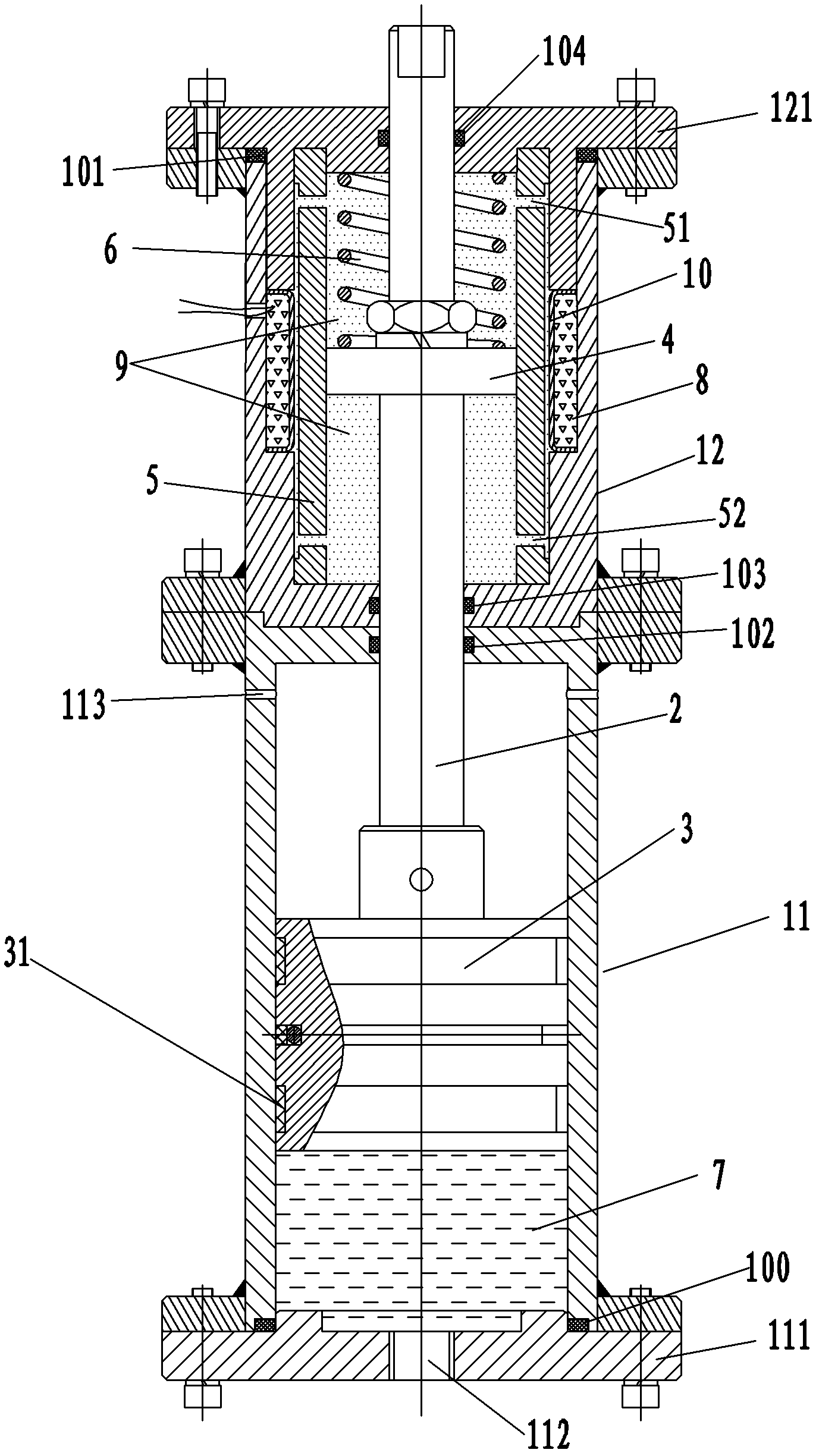 A kind of shear magneto-rheological buffer compensator