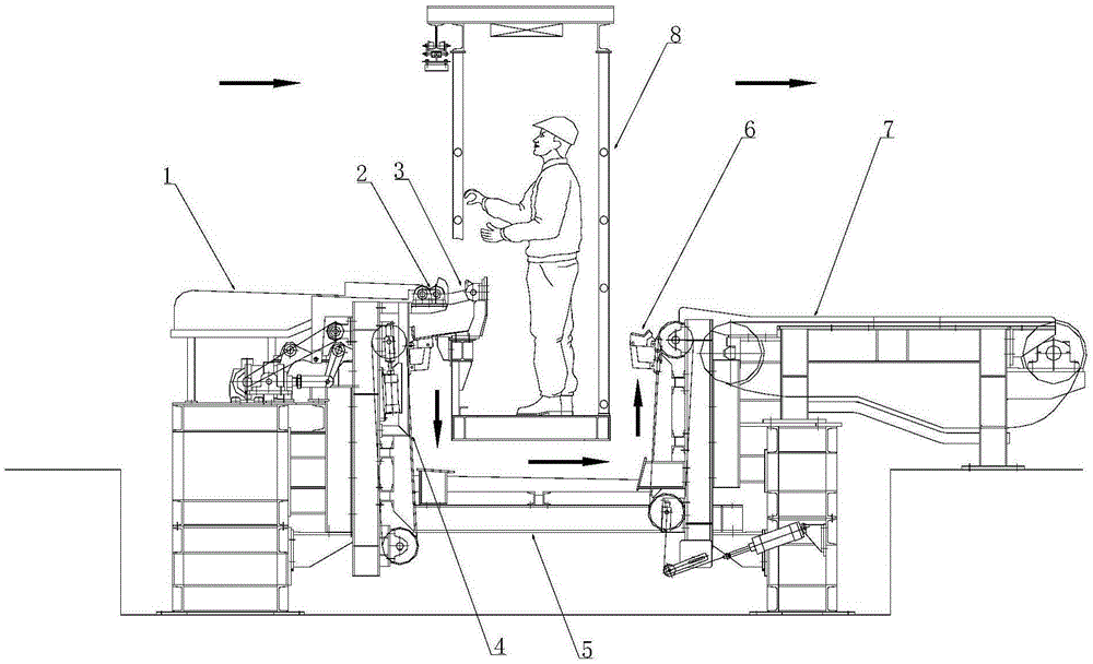 Manual detection auxiliary device for continuous production line of tubular products or bars