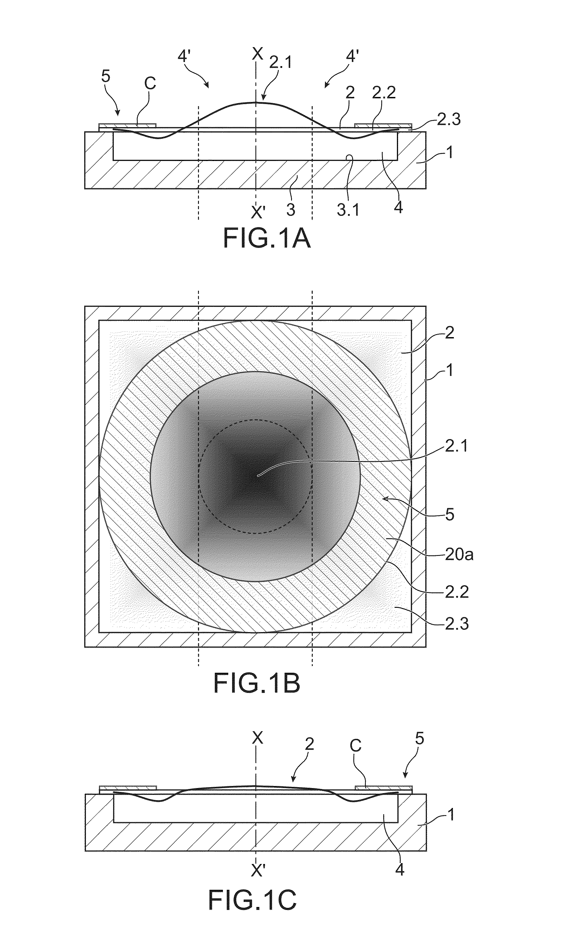 Optical device with a piezoelectrically actuated deformable membrane shaped as a continuous crown