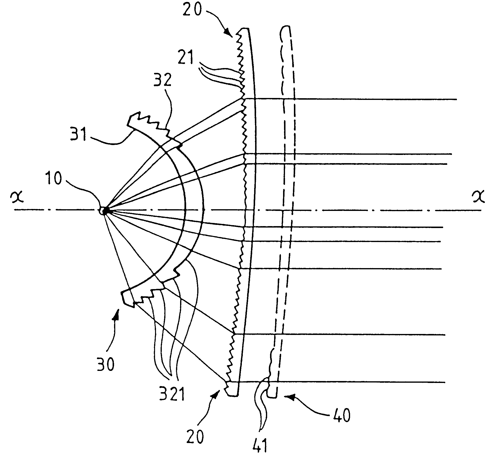 Indicator light with uniform illuminating surface for a motor vehicle