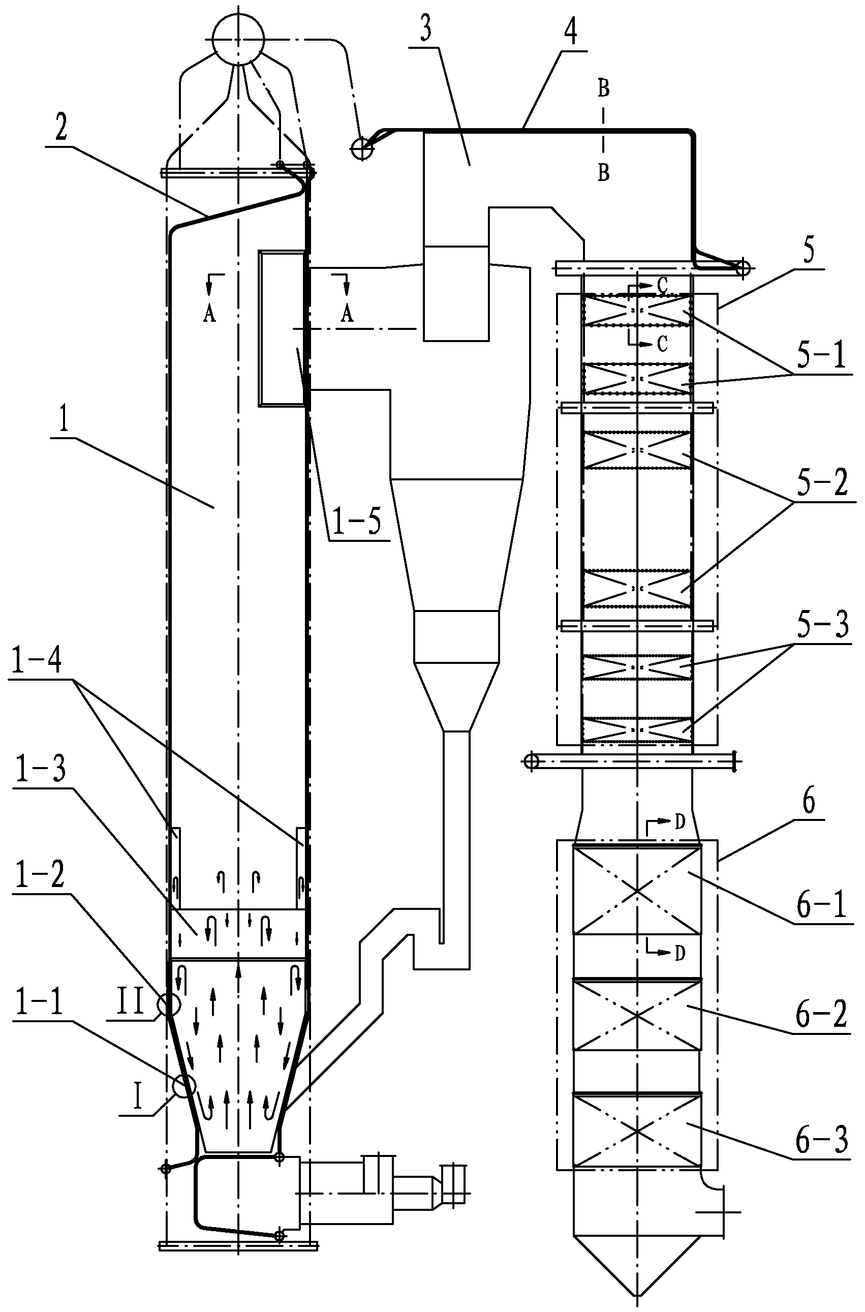 Circulating fluidized bed hot-water boiler free of abrasion and corrosion