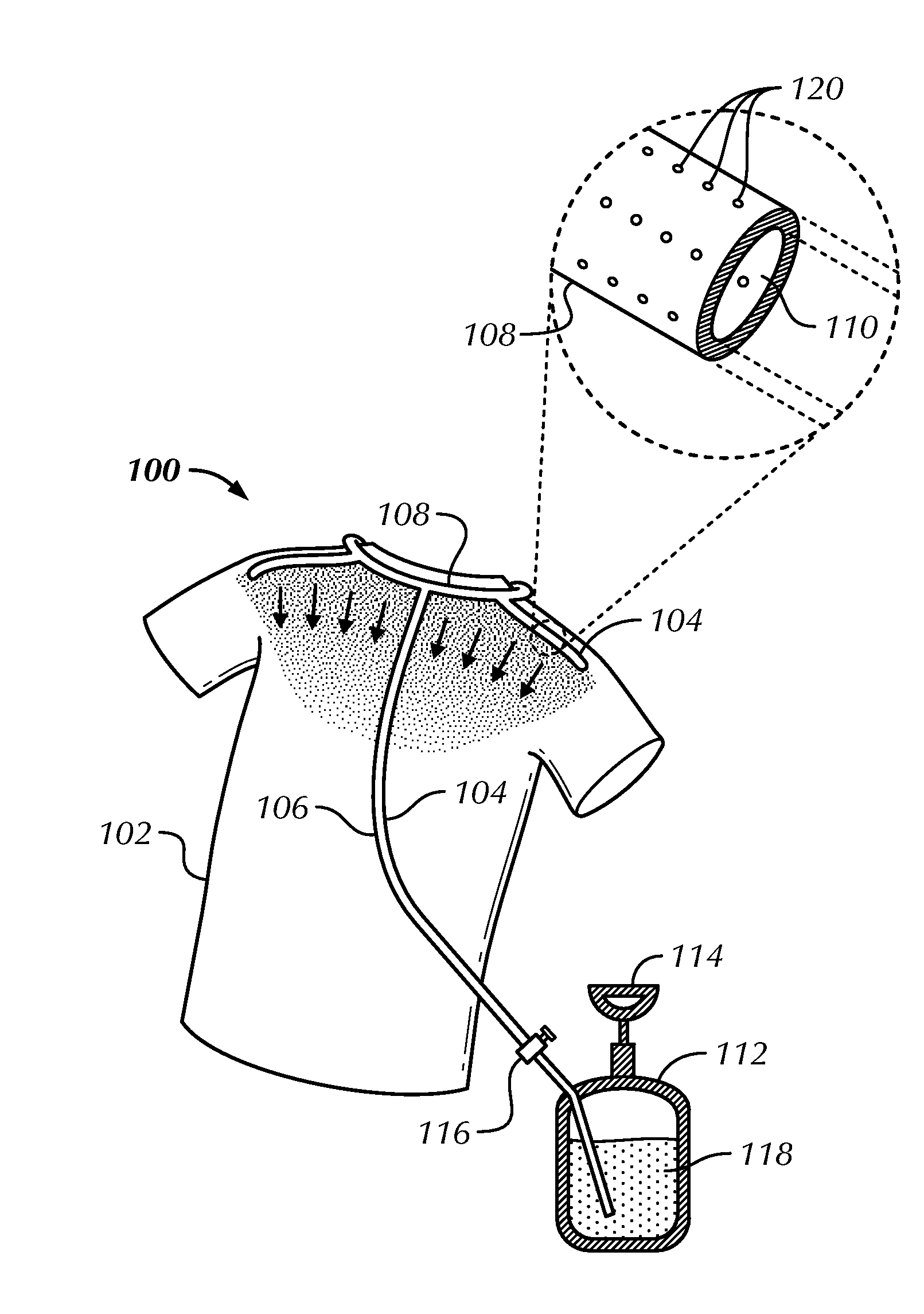 Evaporative Cooling Clothing System for Reducing Body Temperature of a Wearer of the Clothing System