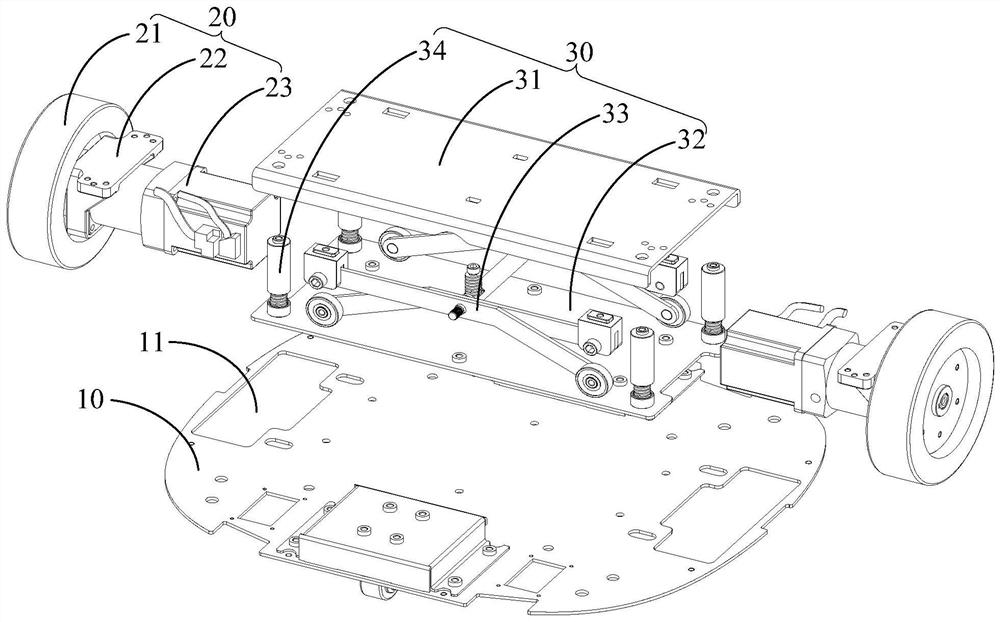 Robot chassis and automatic guided transport vehicle