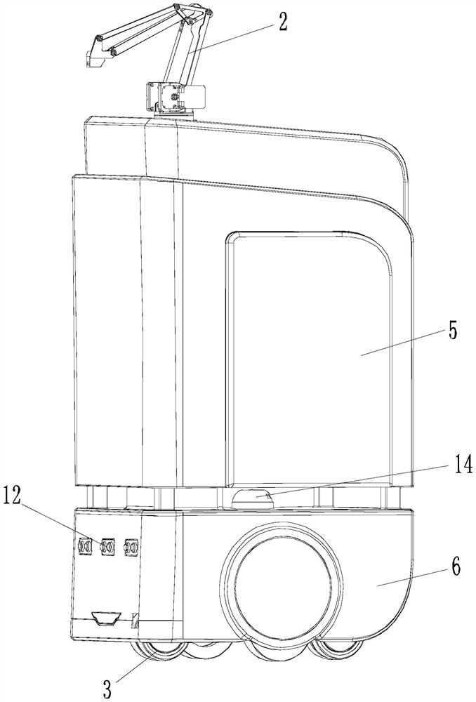 Automatic elevator taking robot for goods distribution and work method of automatic elevator taking robot