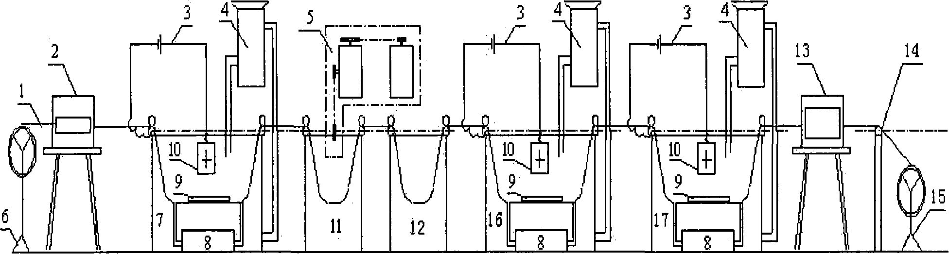 Apparatus and method for continuously composite plating metallic and nano particle on carbon fiber surface