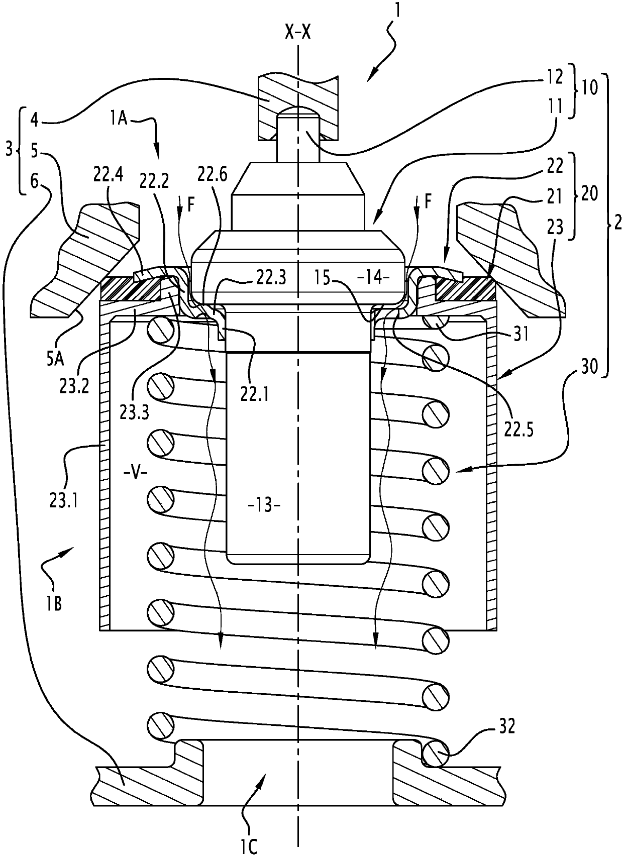 Thermostatic device for controlling circulation of fluid, and thermostatic valve including such device