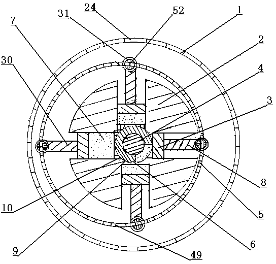 Fluid dynamic machine with rotating wheel piston speed change mechanism