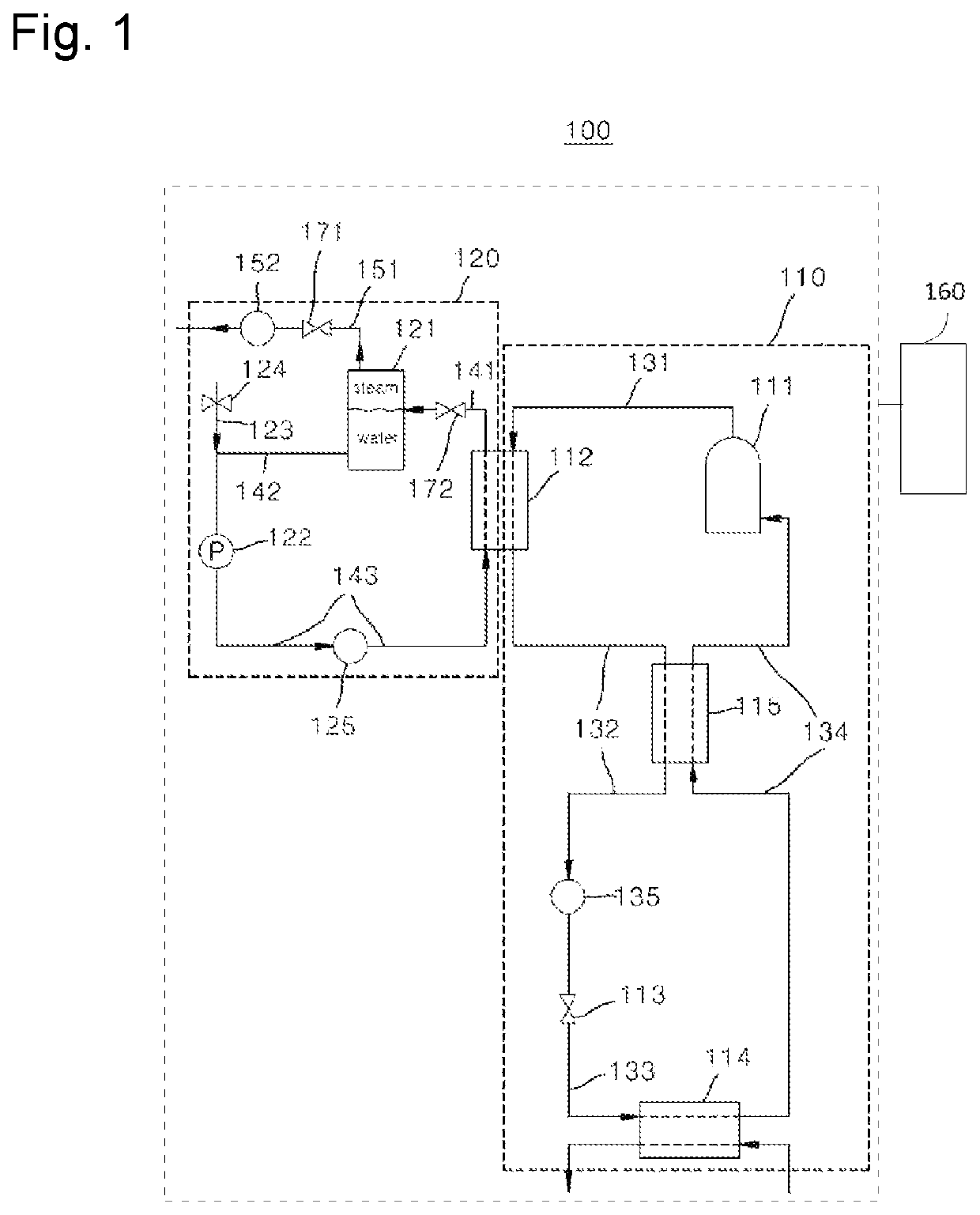 Heat pump system for producing steam by using recuperator