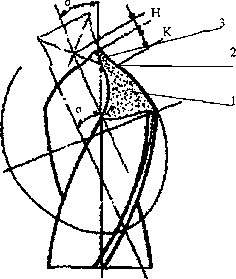 Hyperboloid-ellipsoid combined rear tool face twist drill