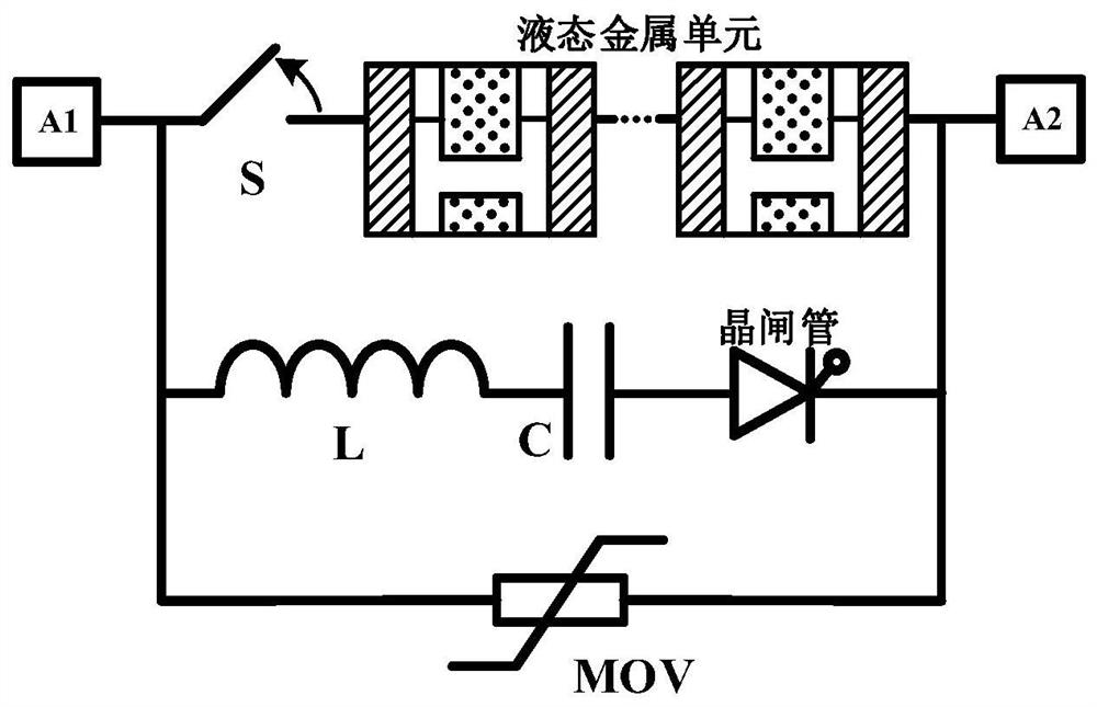 Direct-current circuit breaker based on combination of current limiting and oscillation transfer and control method thereof