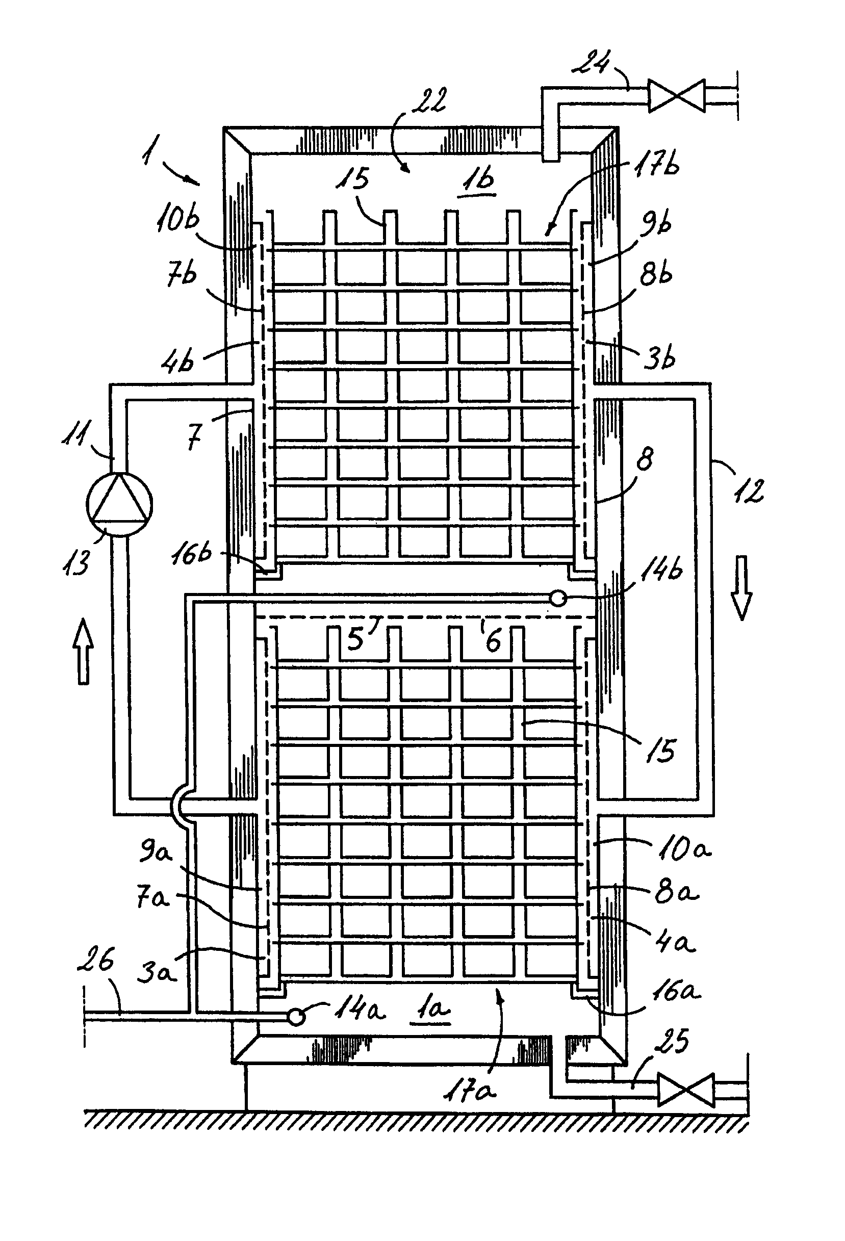 System and method for cooking-cooling food by immersion under forced and diffuse convection