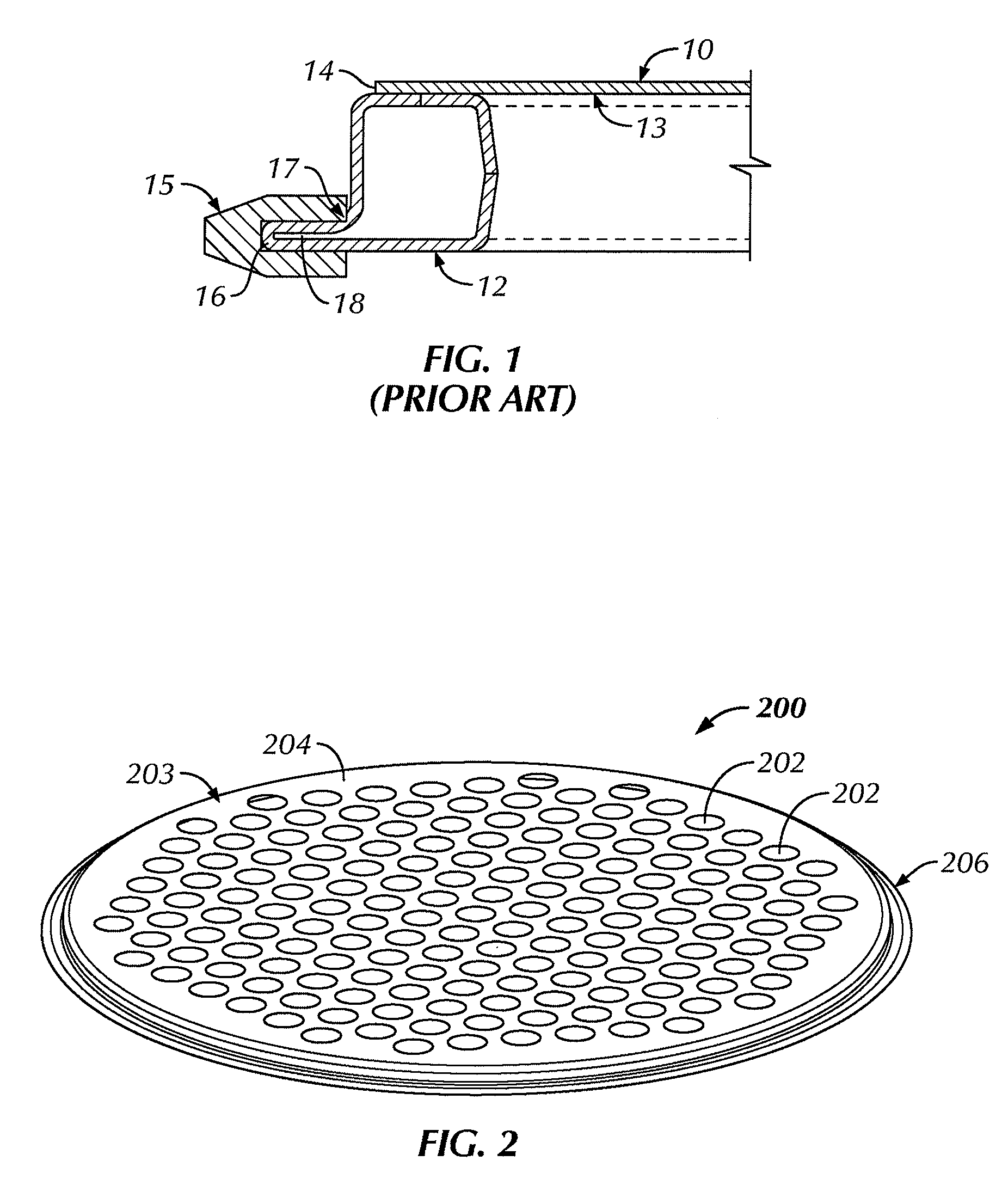 Flanged perforated metal plate for separation of pellets and particles