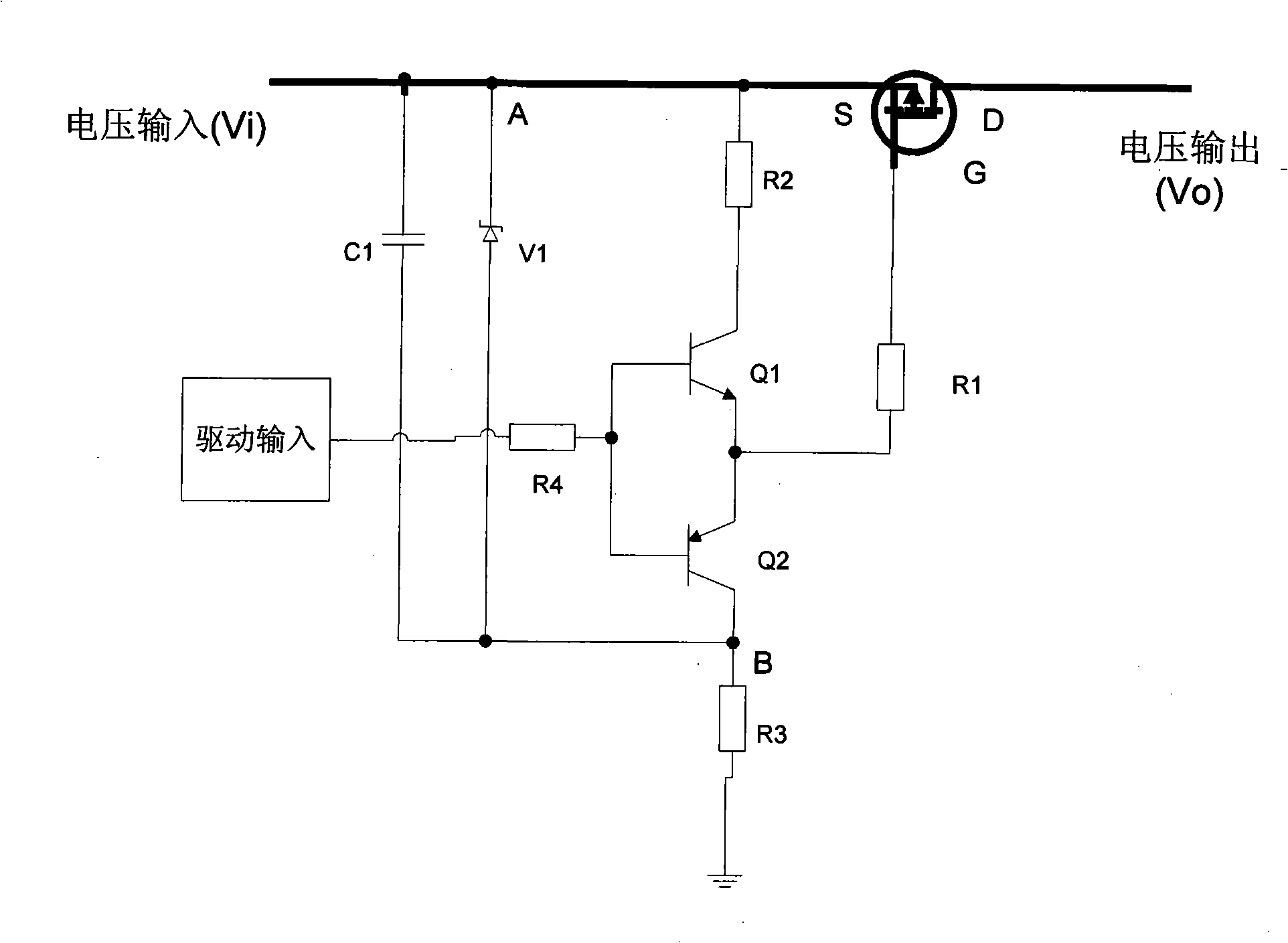 Driver circuit for P type power MOS switch tube