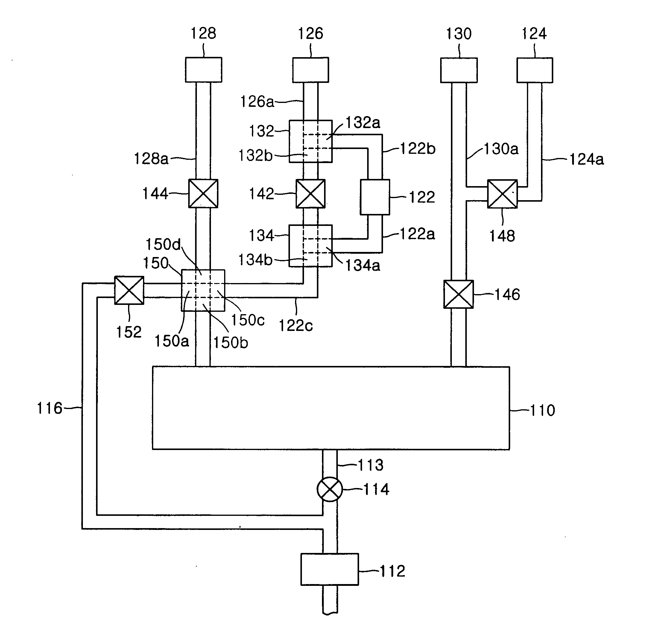 Apparatus including 4-way valve for fabricating semiconductor device, method of controlling valve, and method of fabricating semiconductor device using the apparatus