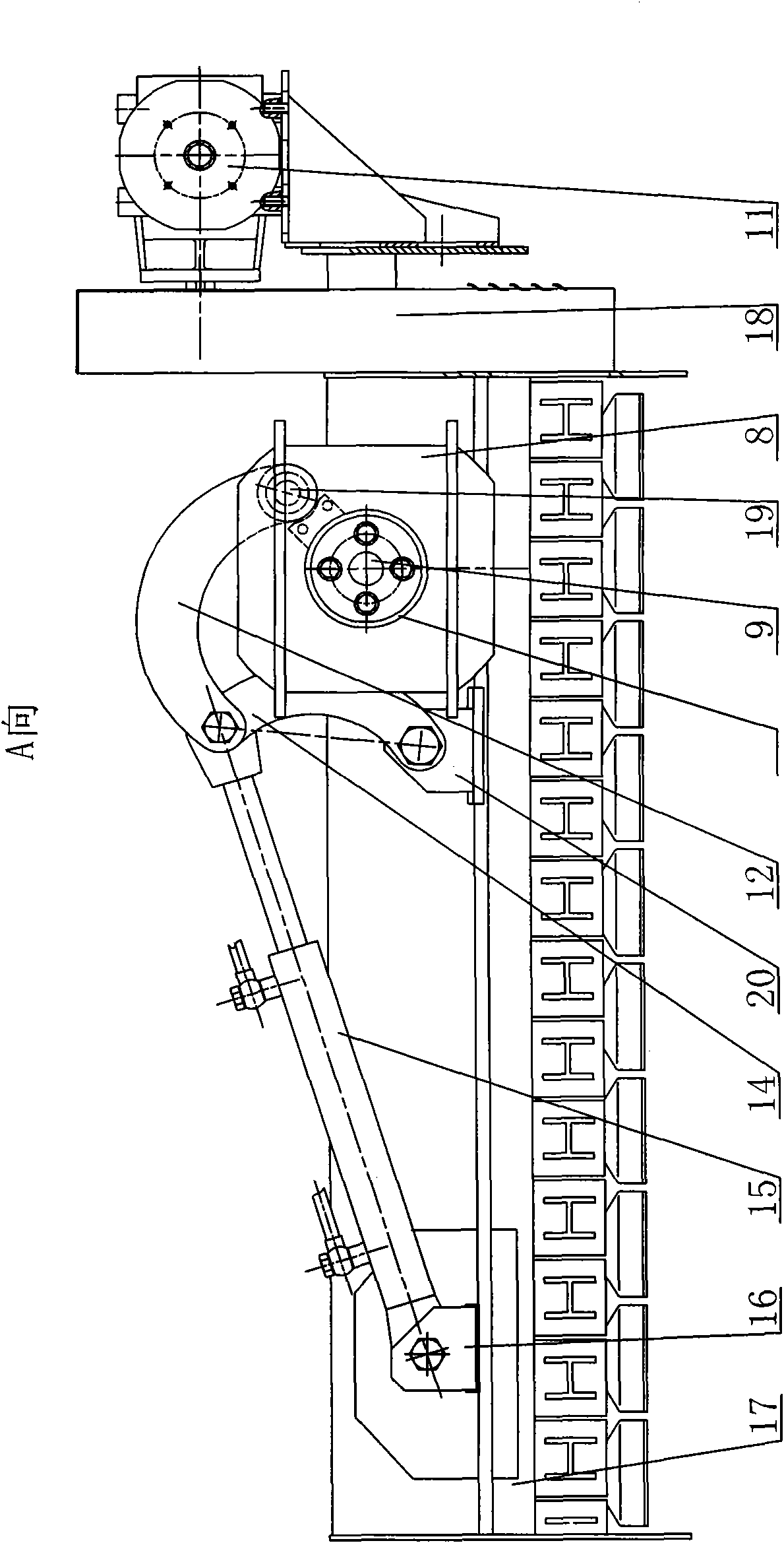 Oscillating device for brush breaker