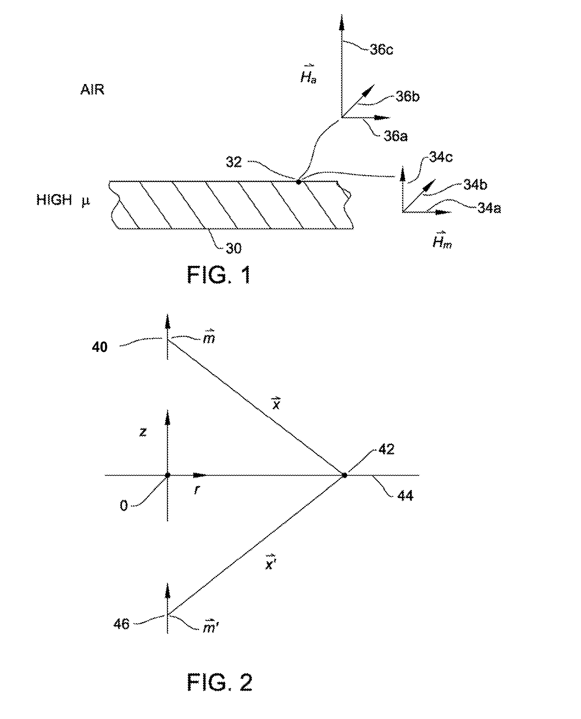 Shielded surgical navigation system that determines the position and orientation of the tracked object with real and virtual dipoles