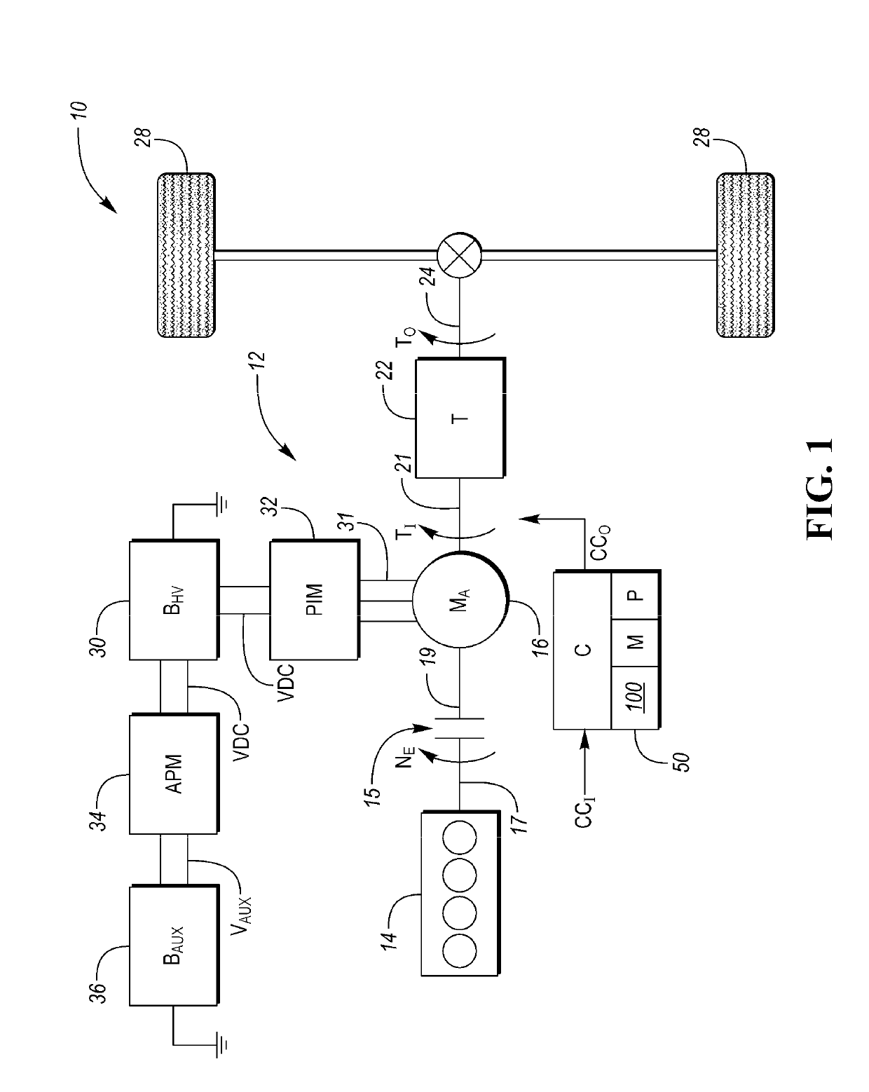 Powertrain with engine start function using resettable engine speed profile