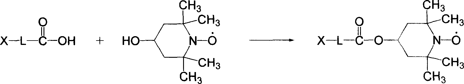 Double functional photochromism compound with stable nitrogen-oxygen free radical group and spiro oxazinyl and synthetic method and use thereof