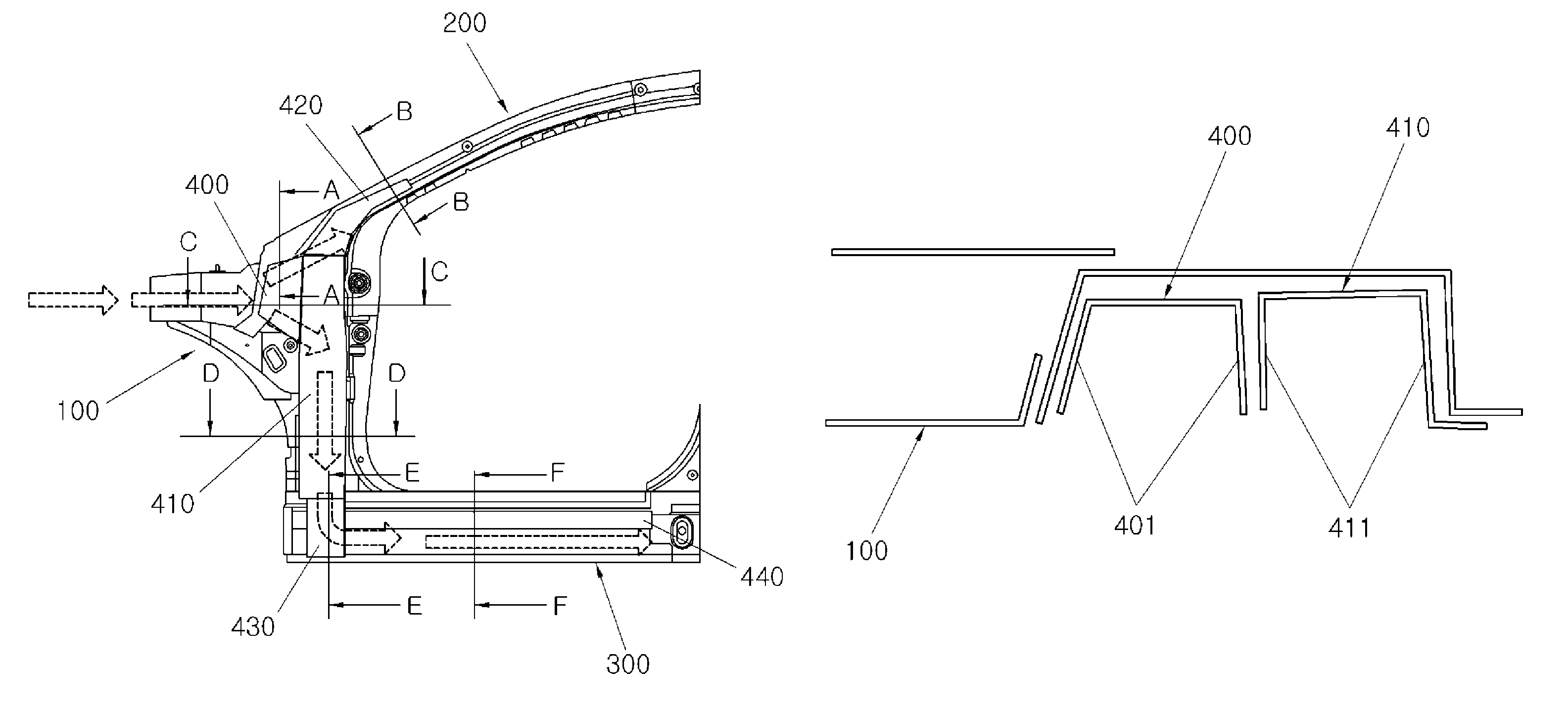 Structure for dispersing collision energy of front pillar during car crash