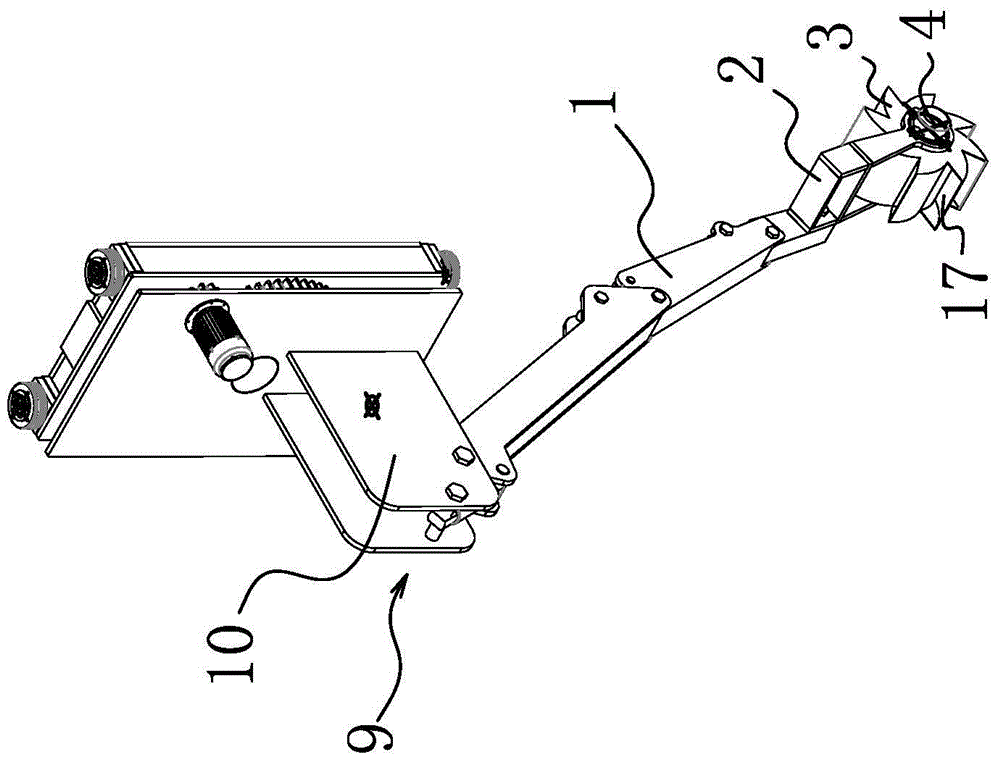 Continuous excavator digging arm assembly