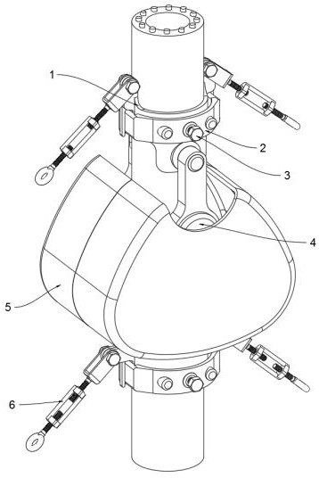 Component for reducing line lateral wind power of straight pole under extreme strong wind