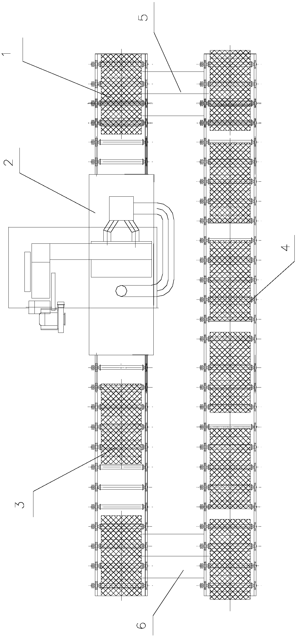 Loading and unloading alternating mechanism of roller way shot blasting machine