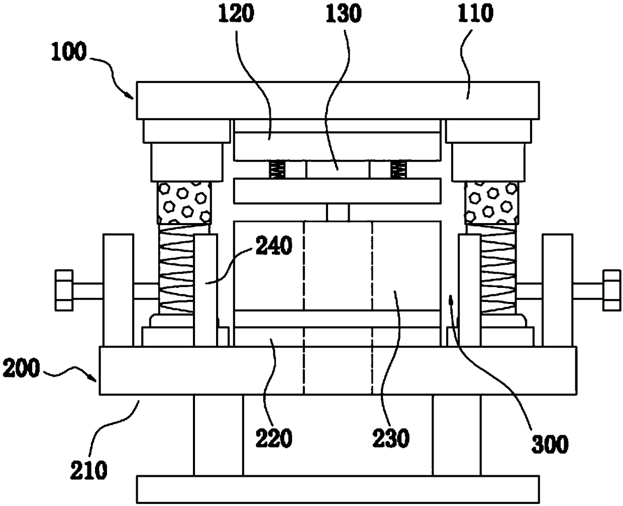 Punching die and punching method for rectangular tube