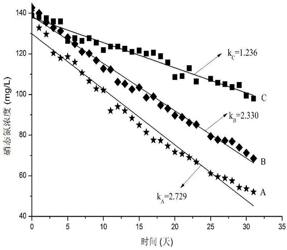 Microorganism electrochemical denitrification method for enhancing bio-hydrogen production