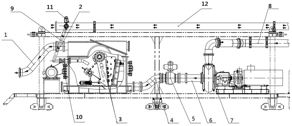 Muddy water circulation and stone crushing method for shield tunneling machine