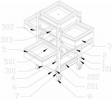 Telescopic three-dimensional seedling growing frame