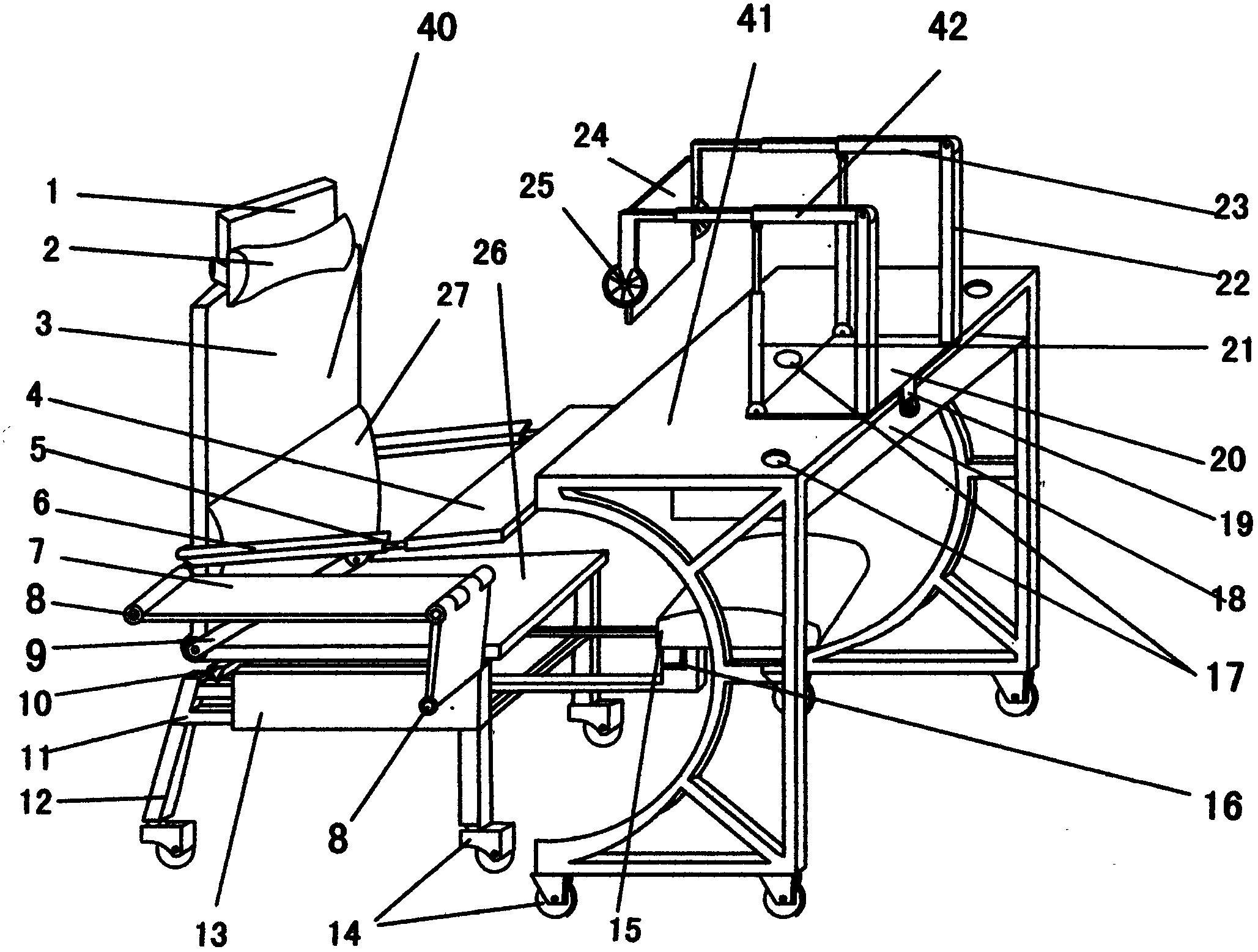 Computer chair associated with chair, computer desk and flat-panel display bracket