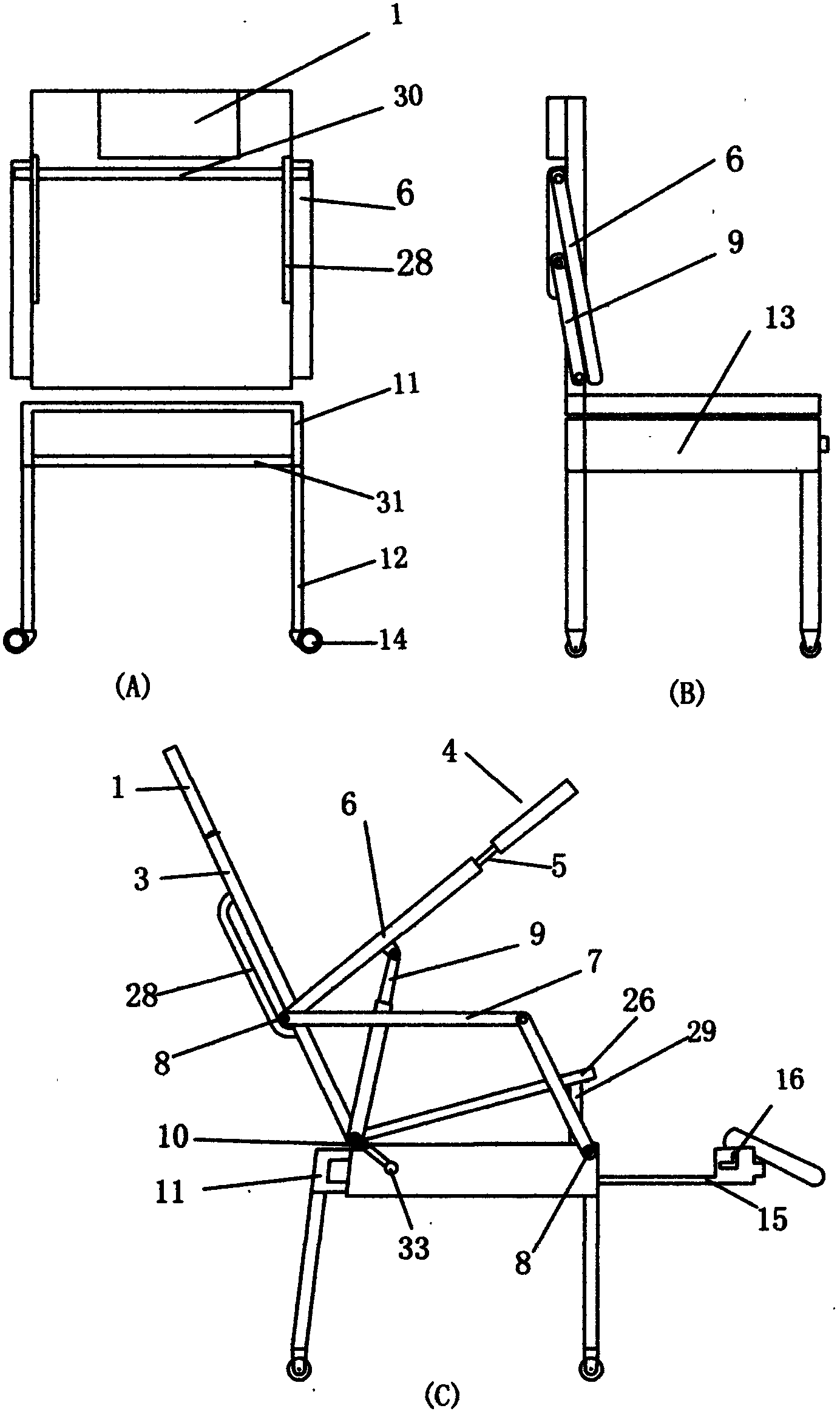 Computer chair associated with chair, computer desk and flat-panel display bracket