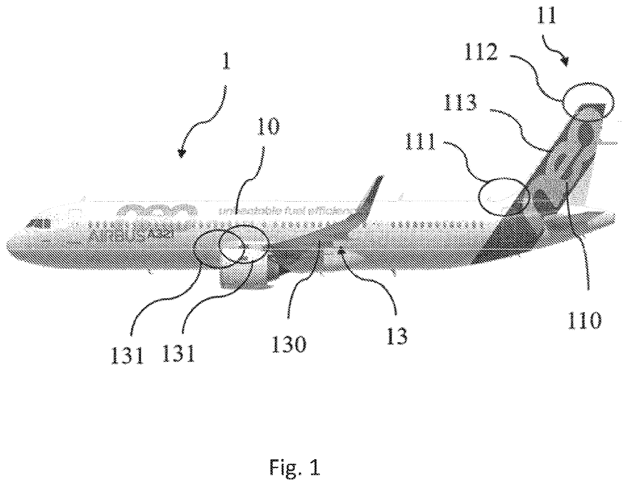 Aerodyne with antenna and associated arrangement method