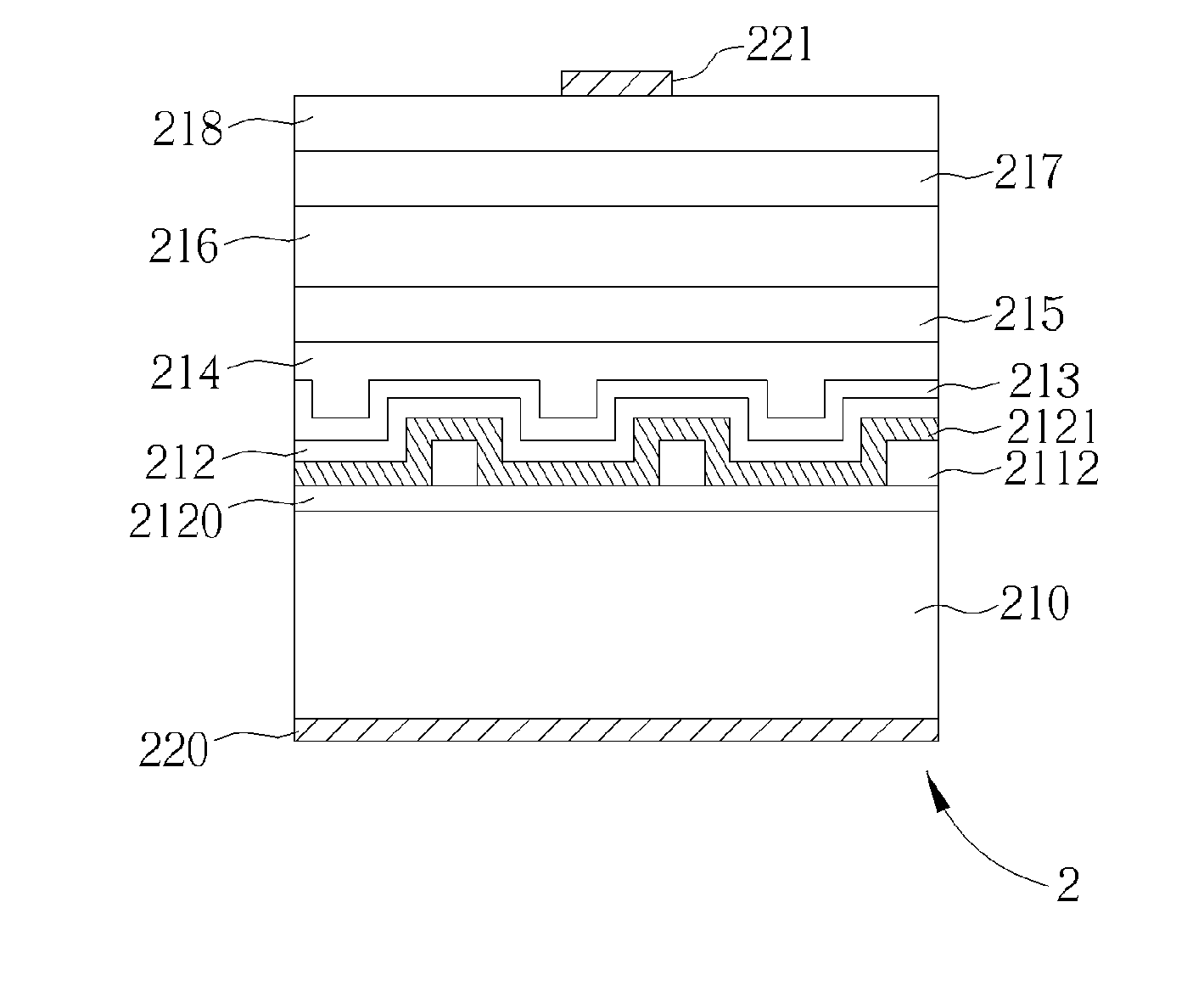 Organic adhesive light-emitting device with a vertical structure