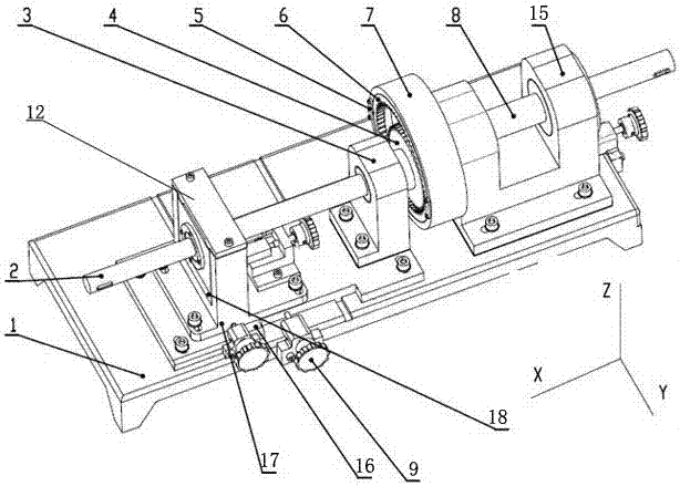 Internally meshed variable-tooth-thickness gear test bench