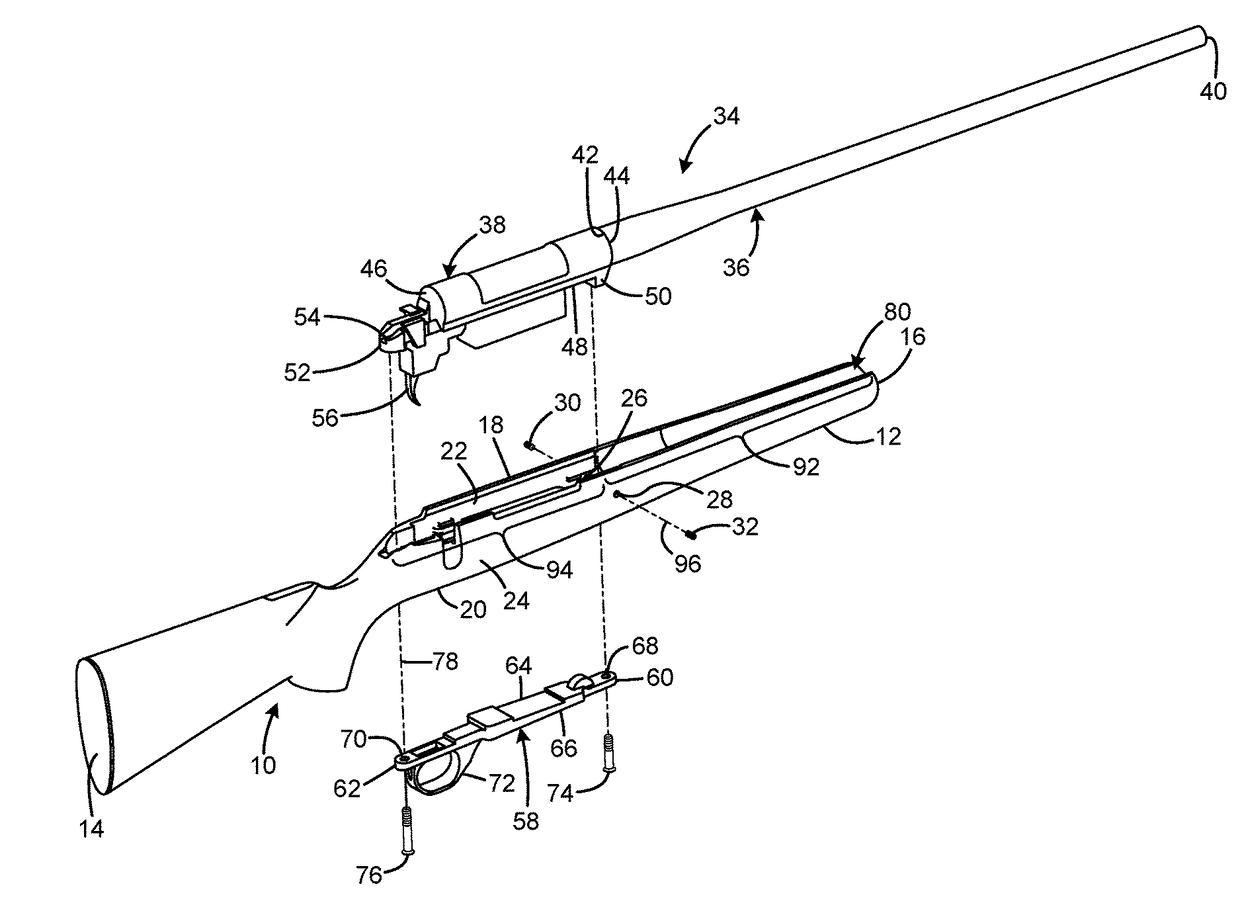 Firearm stock with barrel-centering feature