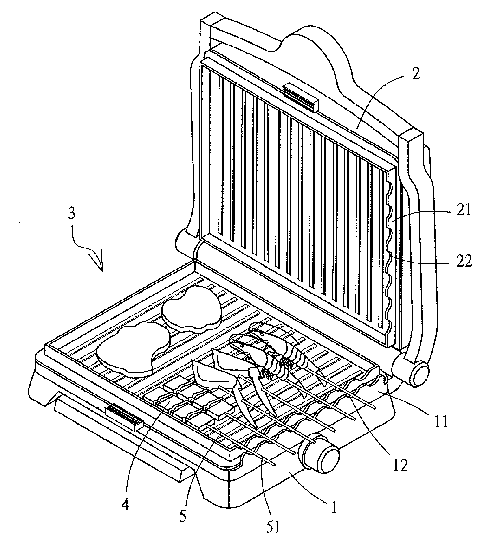 Electric grill with skewer holders